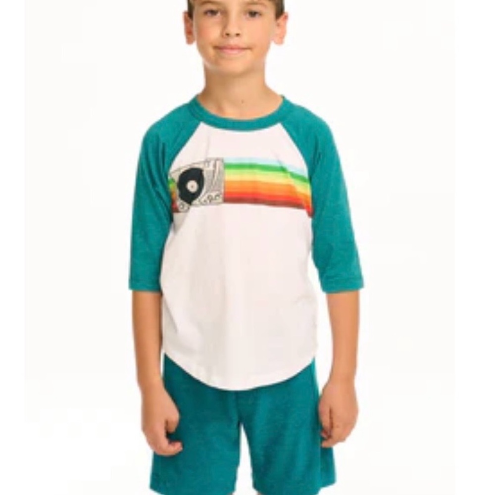 Chaser Turntable Rainbow Recycled Vintage Jersey Baseball Tee